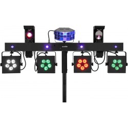 42109898 EUROLITE LED KLS Scan Pro Next FX Compact Light Set bar con derby, spots, scanners, UV effect, QuickDMX port and bag