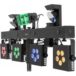 42109898 EUROLITE LED KLS Scan Pro Next FX Compact Light Set bar con derby, spots, scanners, UV effect, QuickDMX port and bag