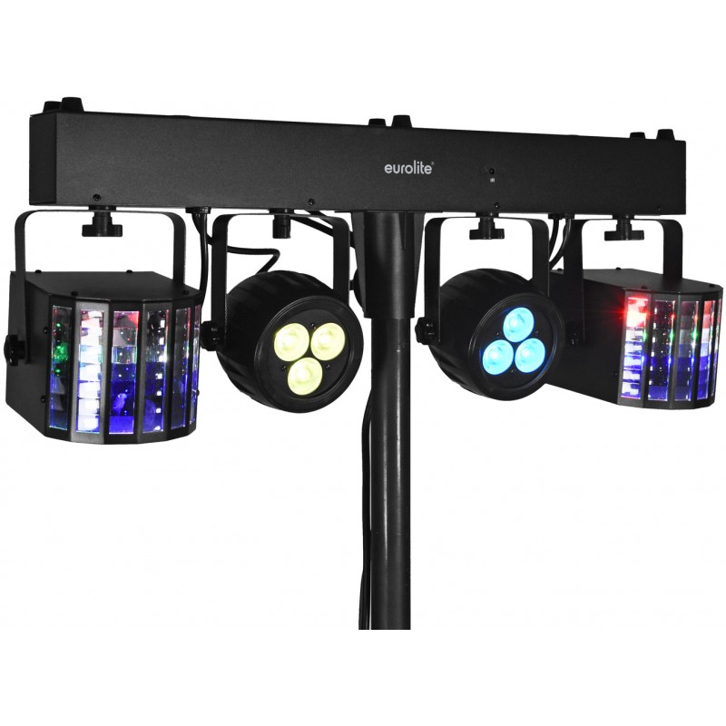 42109607 Eurolite LED KLS-120 FX Compact Light Set barra elettrificata con effetti DMX 2 derby 2 faretti LED KaotikaStore