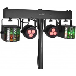 42109607 Eurolite LED KLS-120 FX Compact Light Set barra elettrificata con effetti DMX 2 derby 2 faretti LED KaotikaStore