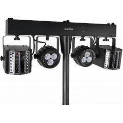 42109607 Eurolite LED KLS-120 FX Compact Light Set barra elettrificata con effetti DMX 2 derby 2 faretti LED KaotikaStore