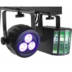 42109607 Eurolite LED KLS-120 FX Compact Light Set barra elettrificata con effetti DMX 2 derby 2 faretti LED KaotikaStore