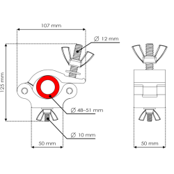 75060 Showgear 50mm Half Coupler with lifting Eye gancio con occhiello per strutture americana tendoni luci palco service audio