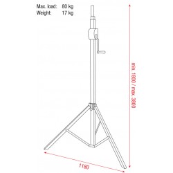 Showtec Basic 3800 Wind up stand treppiede con argano 3,8m 80kg ean 8717748309990