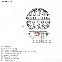 43163 Showtec Colourburst effetto luce discoteca palla sfera rotante vintage con laser rosso verde telecomando ean 8717748444288