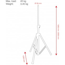 Showgear Mammoth Speaker Stand cavalletto treppiede giunto in magnesio per casse attive passive EAN 8717748493255 D8601