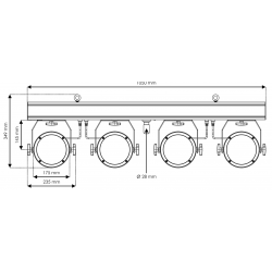 30298 Showtec Luna Four Bar 60 T-bar 4x 60 W RGBW COB LED Spot set di fari KaotikaStore 8717748514813